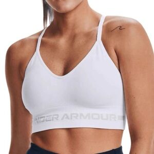 Under Armour Seamless Low Long Sports Bra in White